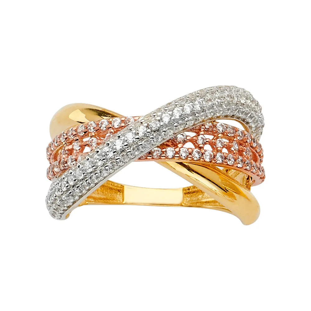 14K Solid Gold CZ Fancy Stylish Women's Ring