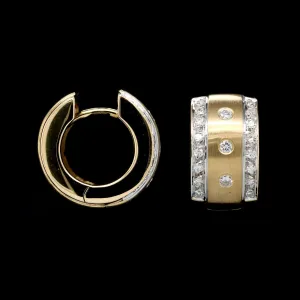18K Yellow Gold Estate Diamond Hoops