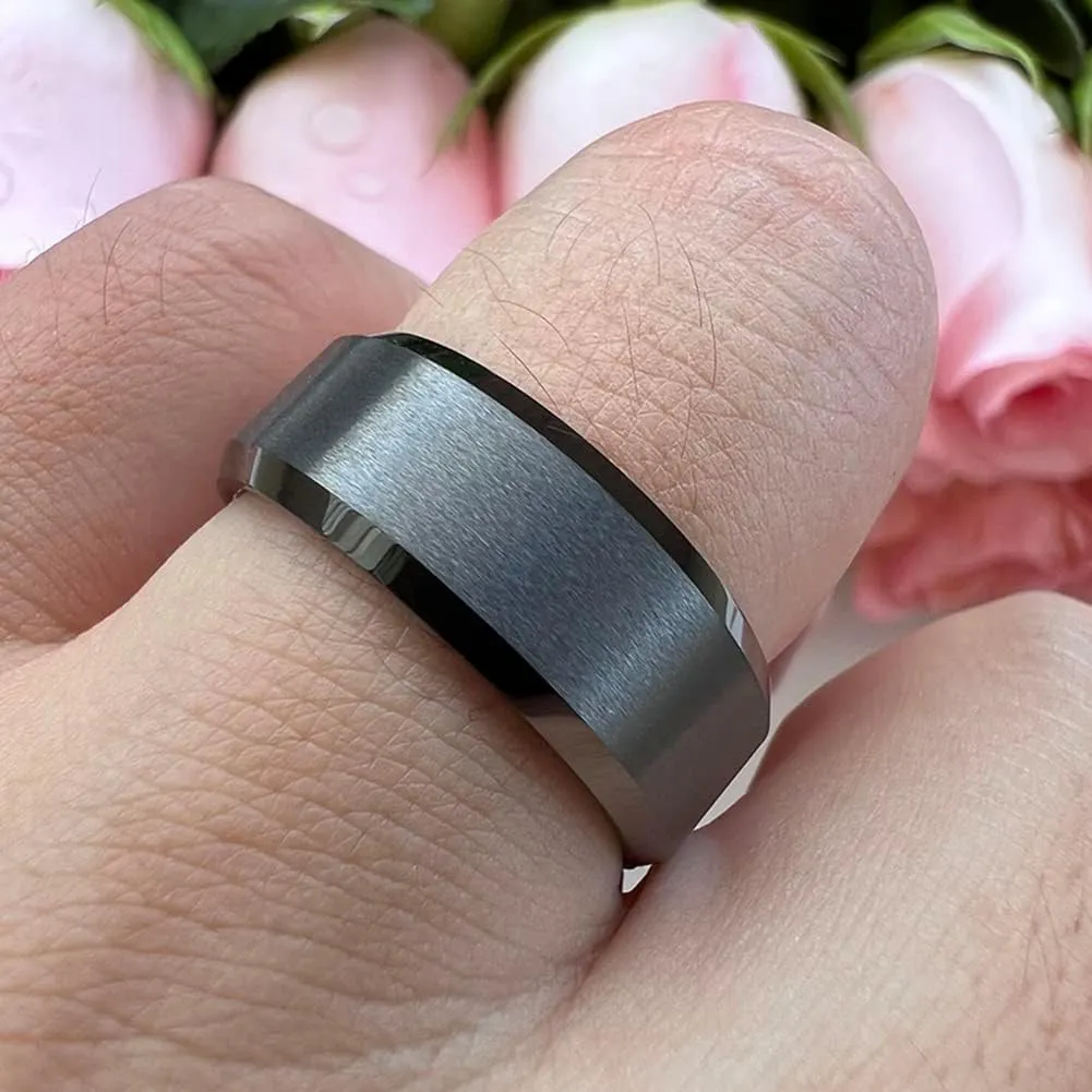 6mm 8mm Tungsten Rings for Men Women Fashion Engagement Wedding Bands Matte Finish Beveled Edges Comfort Fit