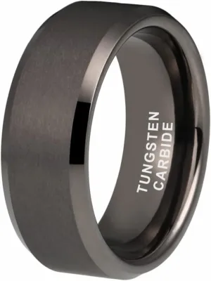 6mm 8mm Tungsten Rings for Men Women Fashion Engagement Wedding Bands Matte Finish Beveled Edges Comfort Fit