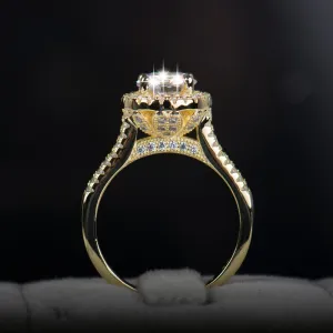925 sterling silver AAAAA Gold Color Classic engagement wedding ring
