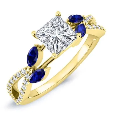 Alba Diamond Matching Band for Princess Center (Band Only. Engagement Ring Not Included)