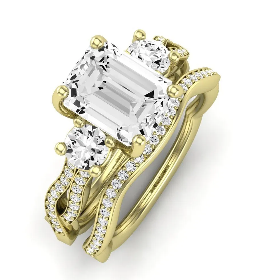 Bottlebrush Diamond Matching Band for Emerald Center (Band Only. Engagement Ring Not Included)