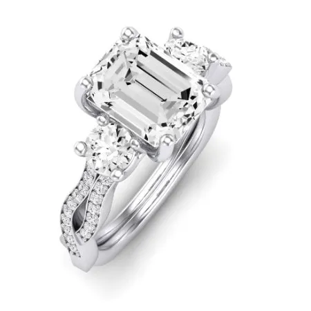 Bottlebrush Diamond Matching Band for Emerald Center (Band Only. Engagement Ring Not Included)