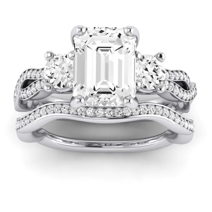 Bottlebrush Diamond Matching Band for Emerald Center (Band Only. Engagement Ring Not Included)