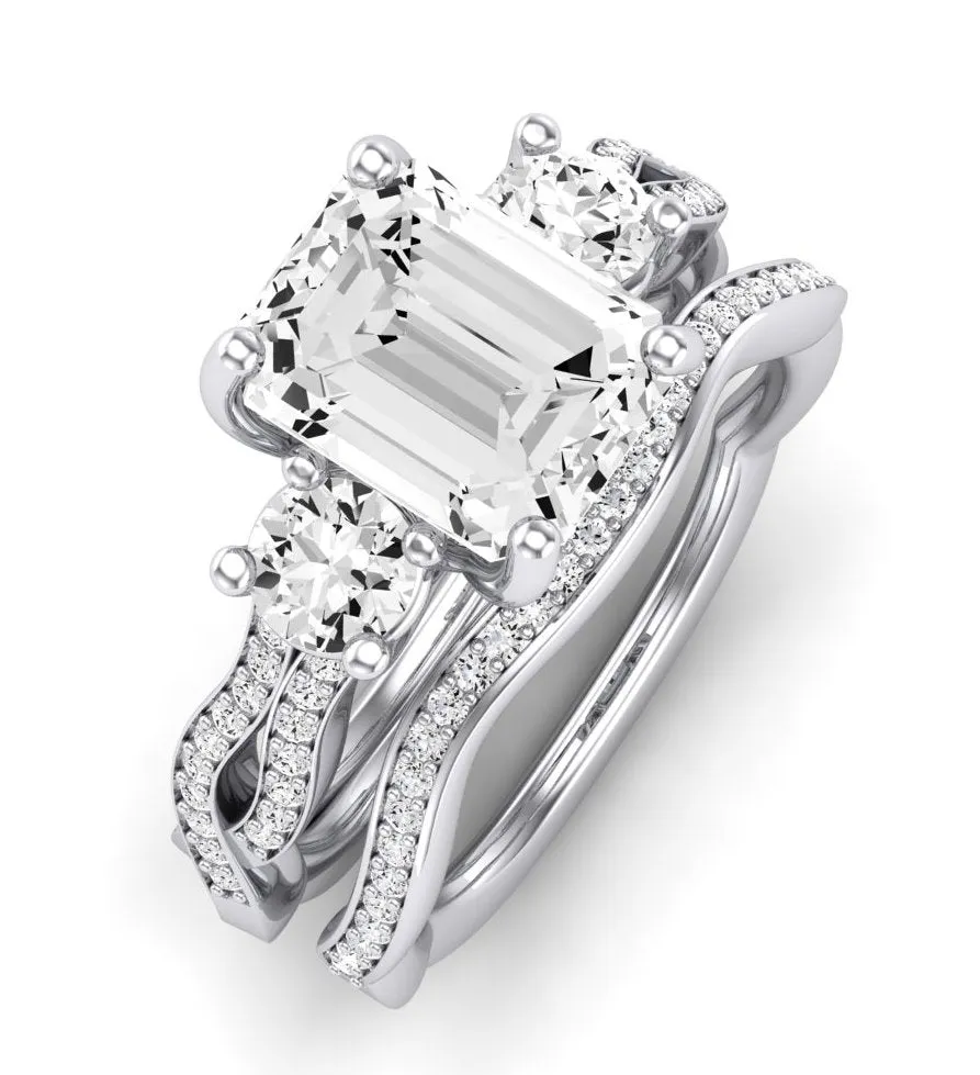Bottlebrush Diamond Matching Band for Emerald Center (Band Only. Engagement Ring Not Included)