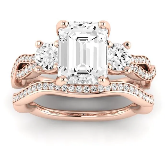 Bottlebrush Diamond Matching Band for Emerald Center (Band Only. Engagement Ring Not Included)