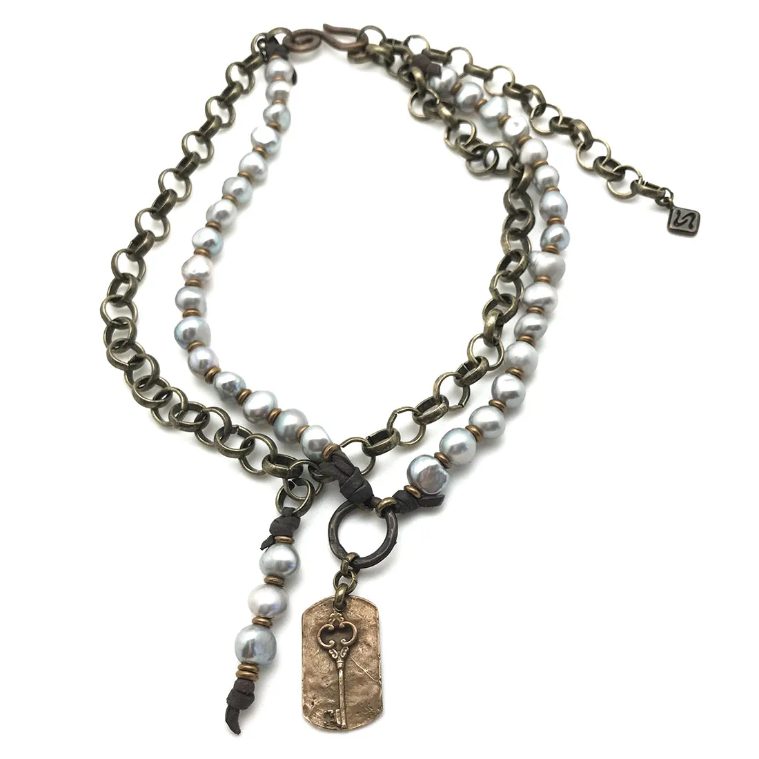 BRIDGETTE Baroque Pearl Double-strand Necklace with Tassel Embellishment