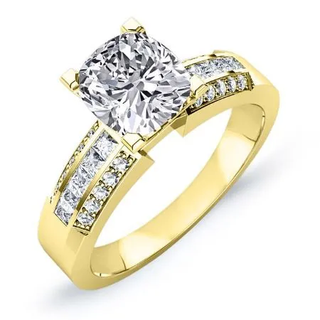 Crocus Diamond Matching Band for Cushion Center  (Band Only. Engagement Ring Not Included)