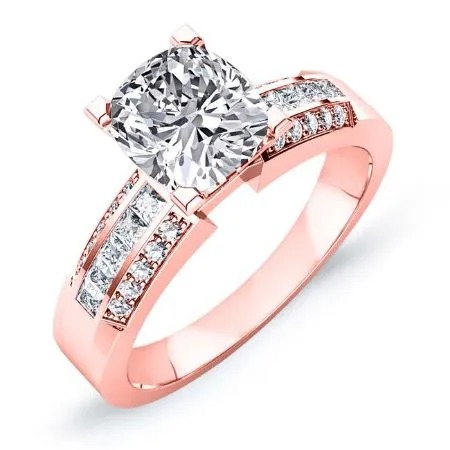 Crocus Diamond Matching Band for Cushion Center  (Band Only. Engagement Ring Not Included)