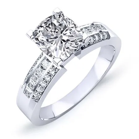 Crocus Diamond Matching Band for Cushion Center  (Band Only. Engagement Ring Not Included)
