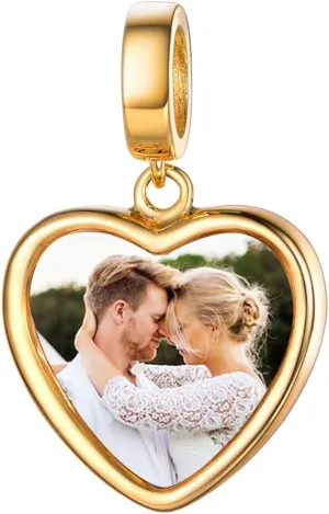 Custom4U Photo Charms for Bracelets,925 Sterling Silver/Gold Plated Heart/Tree of Life/Round Charm Bead Personalized with Picture,Custom Personalized Memorial Jewelry Gift for Women Mom