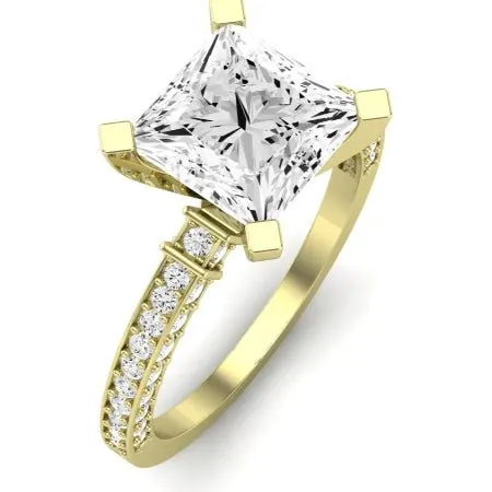 Daphne Moissanite Matching Band for Princess Center  (Band Only. Engagement Ring Not Included)