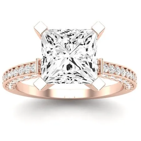 Daphne Moissanite Matching Band for Princess Center  (Band Only. Engagement Ring Not Included)