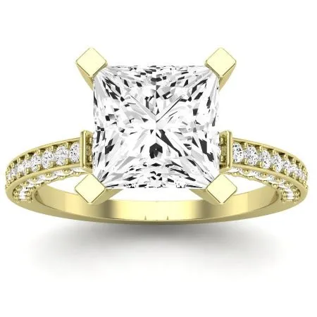 Daphne Moissanite Matching Band for Princess Center  (Band Only. Engagement Ring Not Included)