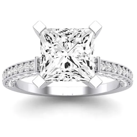 Daphne Moissanite Matching Band for Princess Center  (Band Only. Engagement Ring Not Included)