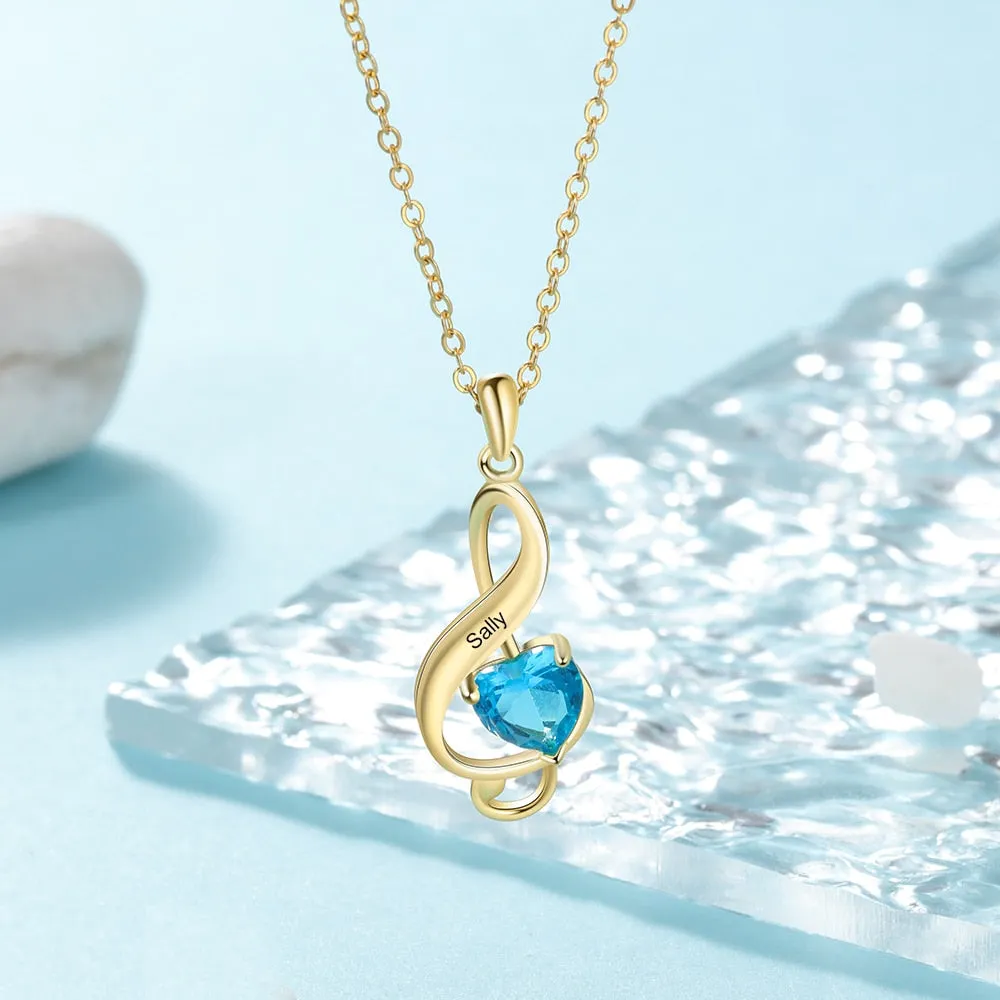 Designer Personalized Musical Note Pendant with Heart Birthstone Gold Color Custom Name Engraved Necklace Gifts for Her