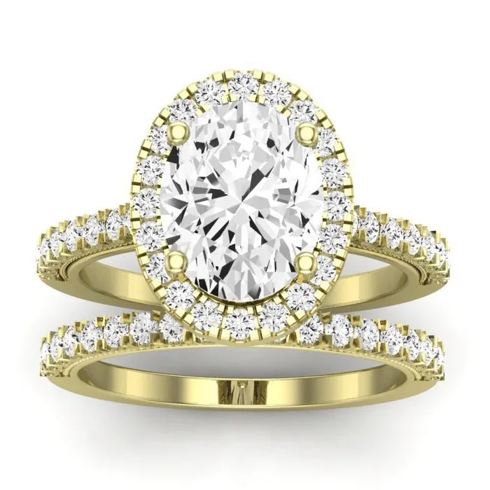 Florizel Moissanite Matching Band for Oval Center (Band Only. Engagement Ring Not Included)