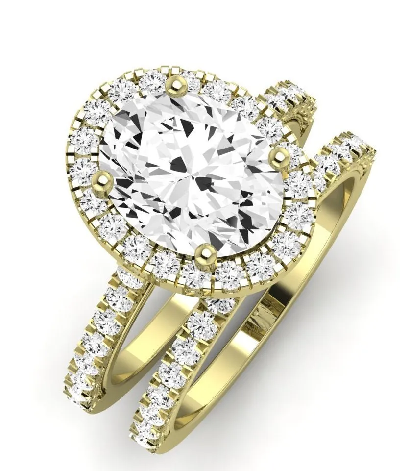 Florizel Moissanite Matching Band for Oval Center (Band Only. Engagement Ring Not Included)