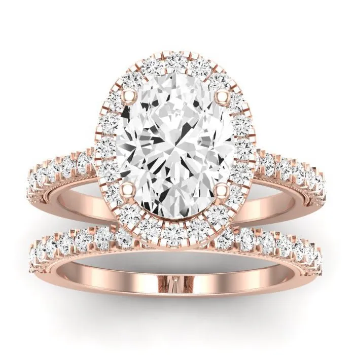 Florizel Moissanite Matching Band for Oval Center (Band Only. Engagement Ring Not Included)