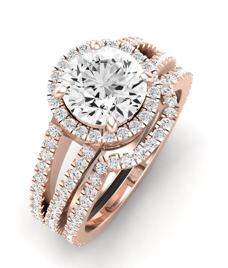 Freesia Moissanite Matching Band for Round Center (Band Only. Engagement Ring Not Included)