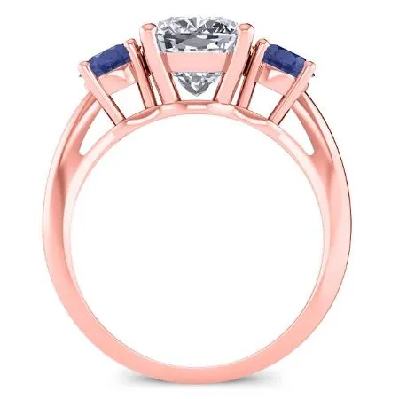 Fuschia Diamond Matching Band for Cushion Center (Band Only. Engagement Ring Not Included)