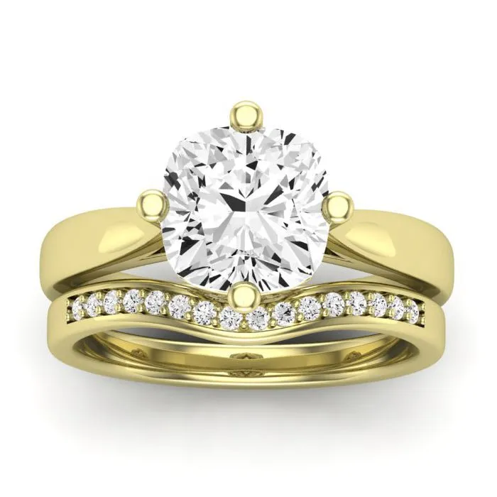 Gardenia Moissanite Matching Band for Cushion Center (Band Only. Engagement Ring Not Included)
