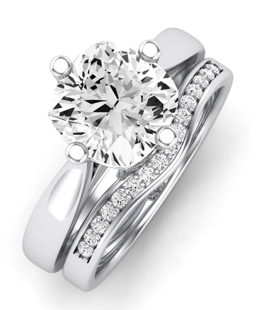 Gardenia Moissanite Matching Band for Cushion Center (Band Only. Engagement Ring Not Included)