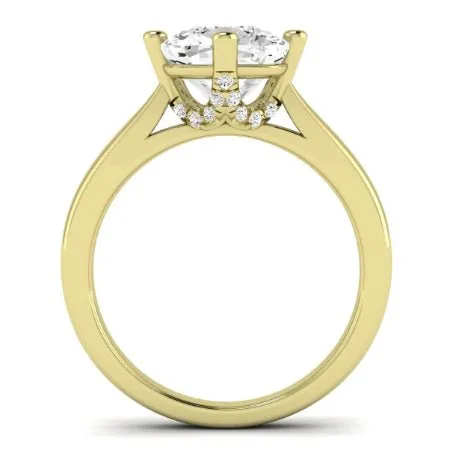 Gardenia Moissanite Matching Band for Cushion Center (Band Only. Engagement Ring Not Included)