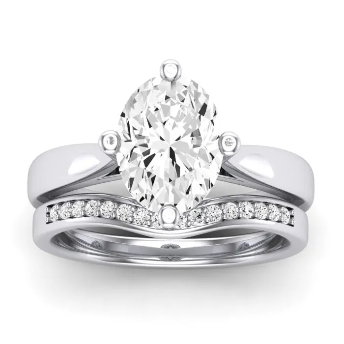 Gardenia Moissanite Matching Band for Oval Center (Band Only. Engagement Ring Not Included)