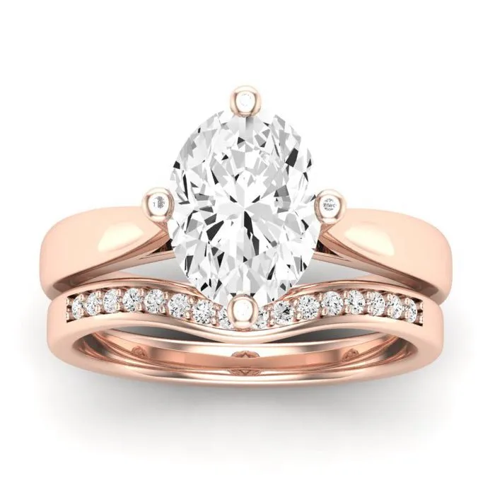 Gardenia Moissanite Matching Band for Oval Center (Band Only. Engagement Ring Not Included)