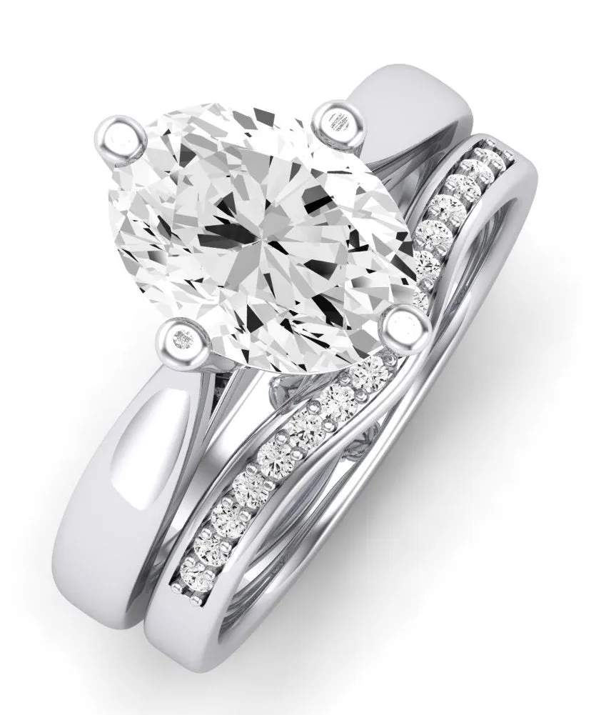 Gardenia Moissanite Matching Band for Oval Center (Band Only. Engagement Ring Not Included)