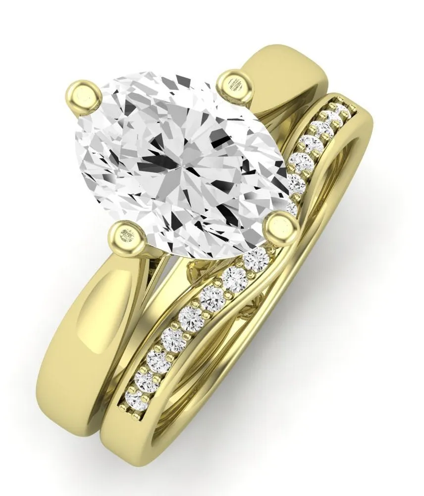 Gardenia Moissanite Matching Band for Oval Center (Band Only. Engagement Ring Not Included)