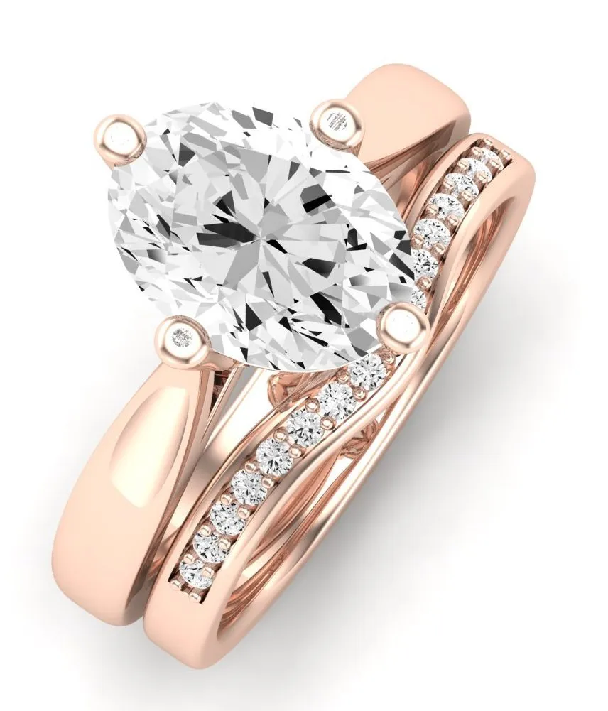 Gardenia Moissanite Matching Band for Oval Center (Band Only. Engagement Ring Not Included)