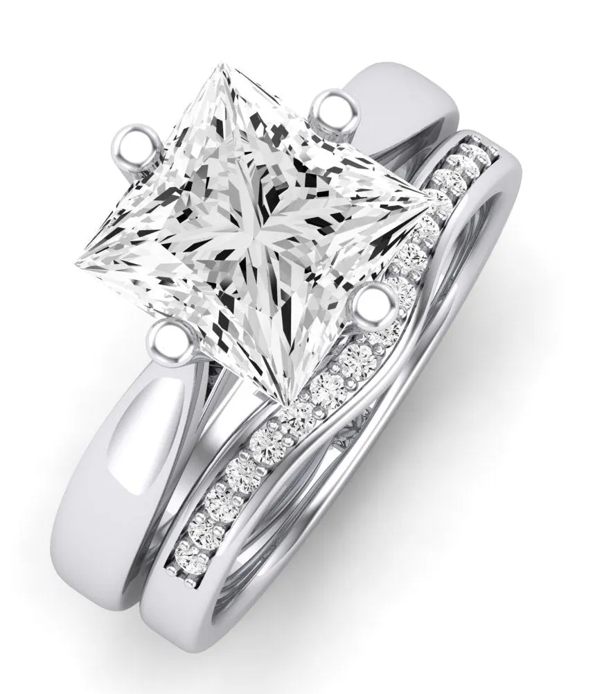 Gardenia Moissanite Matching Band for Princess Center (Band Only. Engagement Ring Not Included)