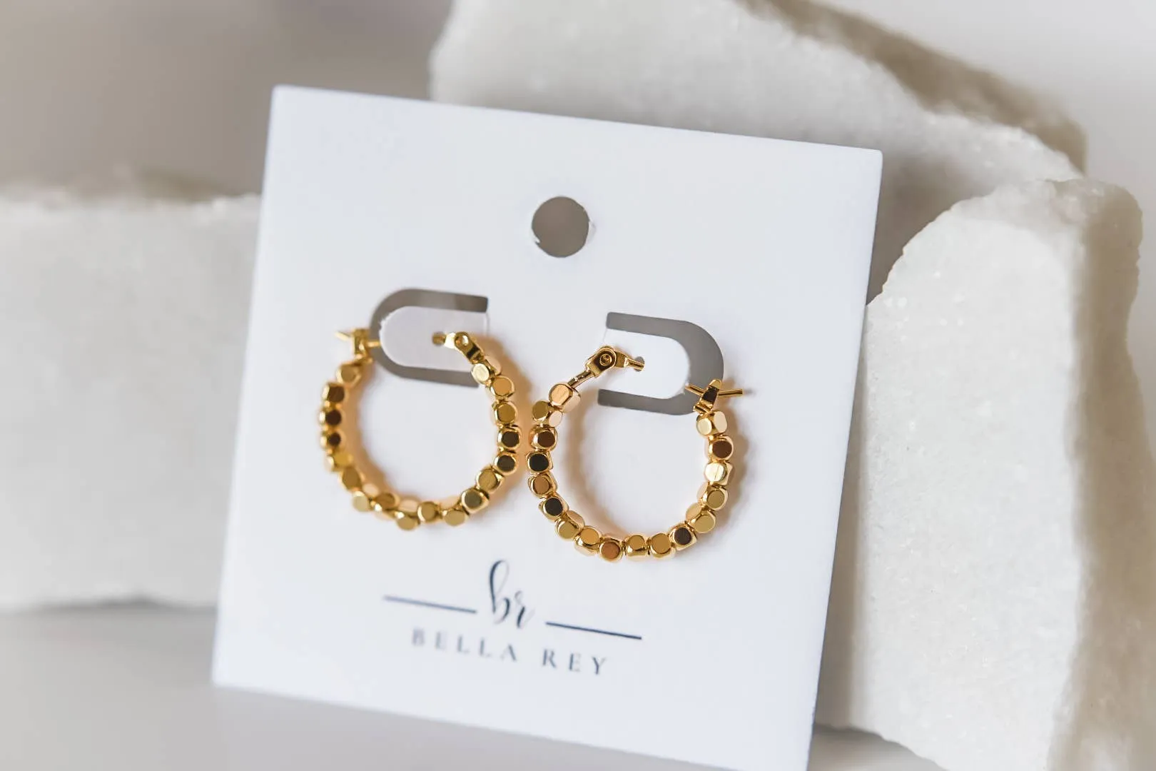 Hadley 18k gold plated hoop earrings-non tarnish