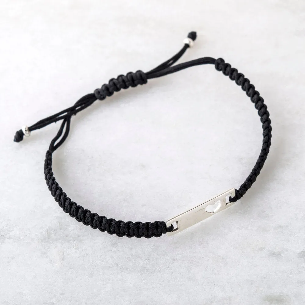 Heart Braided Bracelet, Sterling Silver