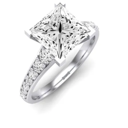 Holly Moissanite Matching Band for Princess Center (Band Only. Engagement Ring Not Included)