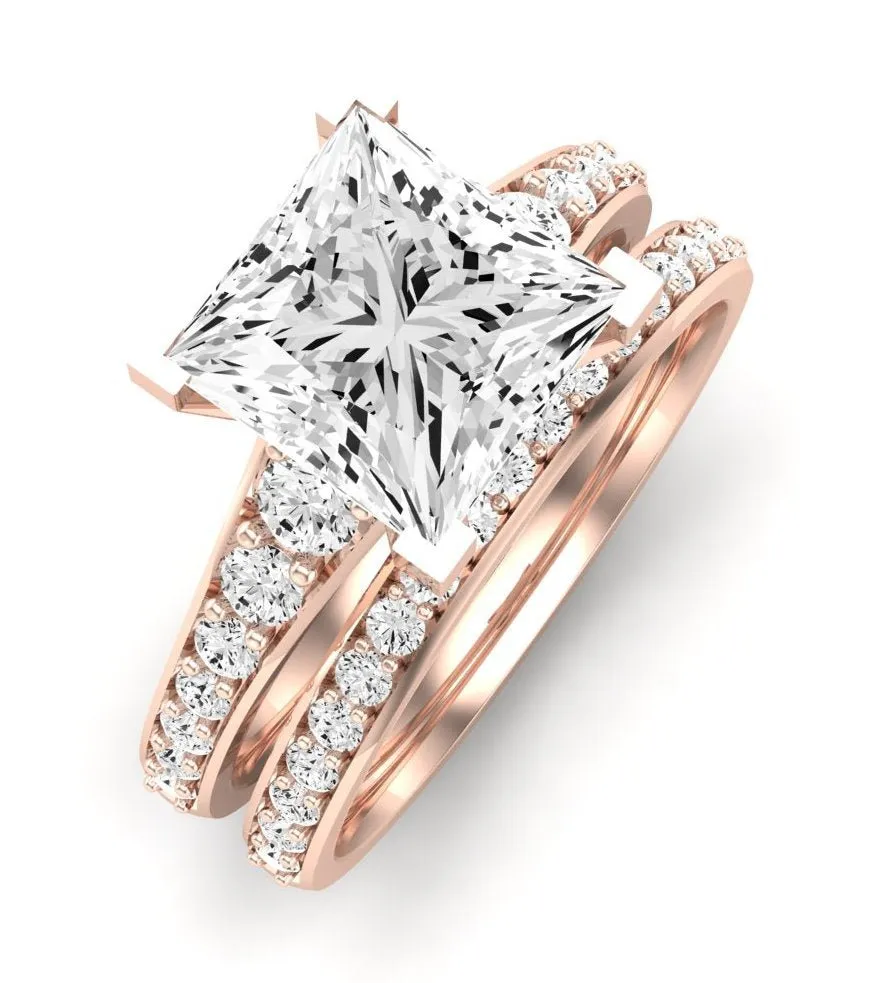 Holly Moissanite Matching Band for Princess Center (Band Only. Engagement Ring Not Included)