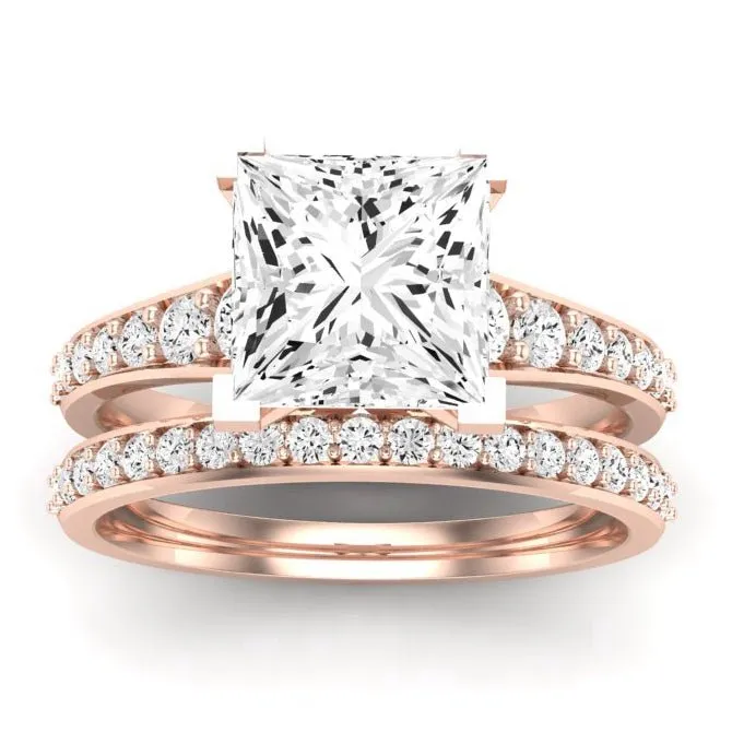 Holly Moissanite Matching Band for Princess Center (Band Only. Engagement Ring Not Included)