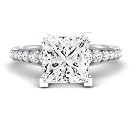 Holly Moissanite Matching Band for Princess Center (Band Only. Engagement Ring Not Included)