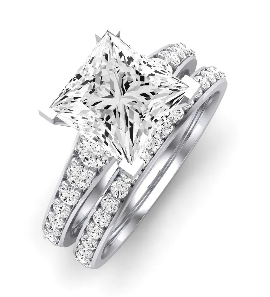 Holly Moissanite Matching Band for Princess Center (Band Only. Engagement Ring Not Included)