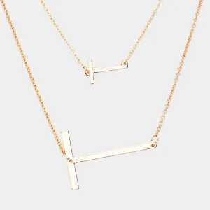 iLLASPARKZ 2Row Strand Double Monogram Detachable Chain Necklace