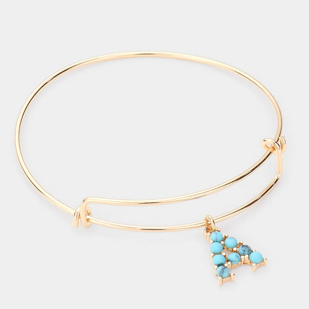 iLLASPARKZ -A- Turquoise Embellished Monogram Charm Bracelet