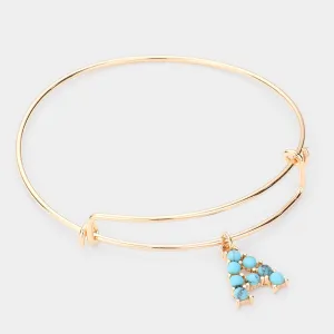 iLLASPARKZ -A- Turquoise Embellished Monogram Charm Bracelet