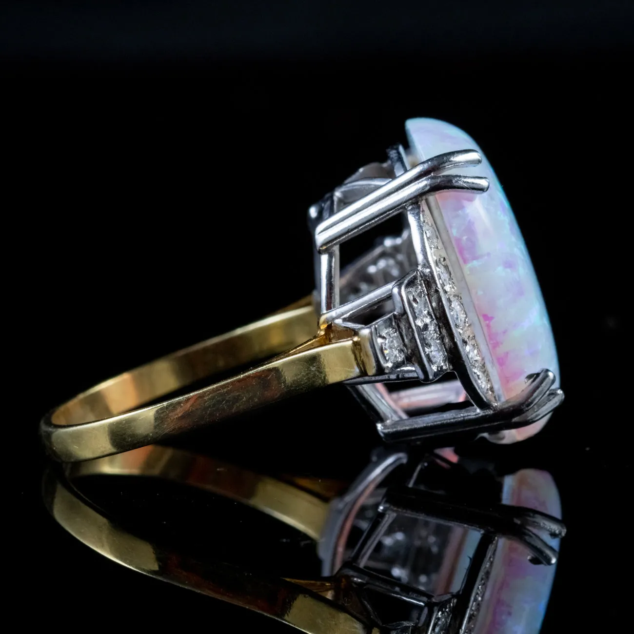 Large Opal Paste Ring Silver 18Ct Gold