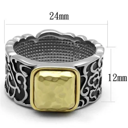Mens Gold Black Silver Stainless Steel Epoxy Rings