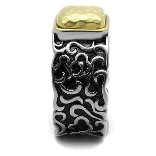 Mens Gold Black Silver Stainless Steel Epoxy Rings
