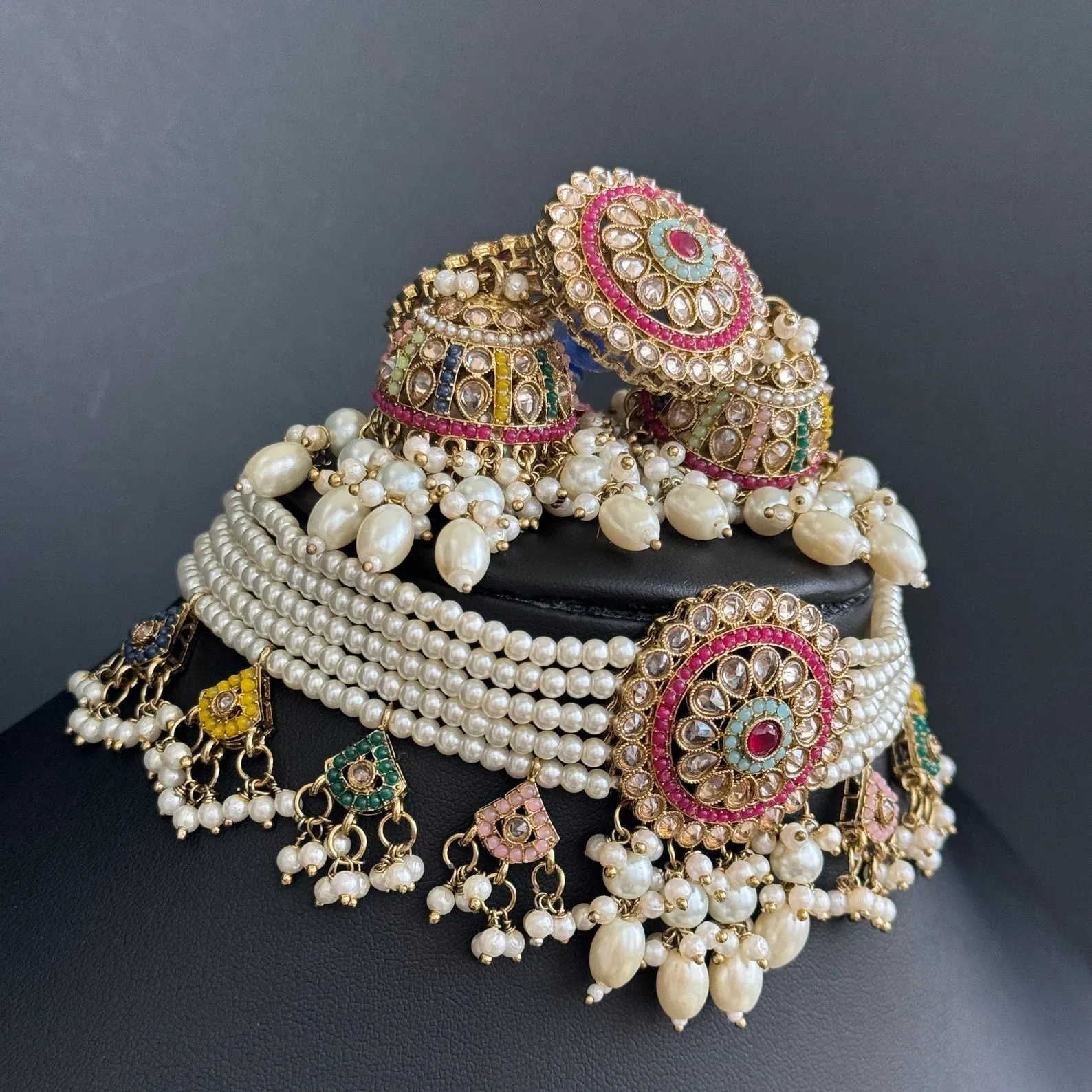 Multi Antique Polki Kundan Indian Necklace Set
