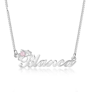 Personalized Crown Nameplate with Birthstone Custom Name Letter Necklace Mothers Day Valentine Gift